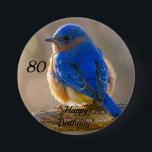 Bluebird of Happiness Birthday Button<br><div class="desc">Happy Birthday Bluebird button</div>