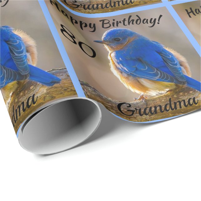 Bluebird of Happiness Birthday Personalize Name Wrapping Paper (Roll Corner)