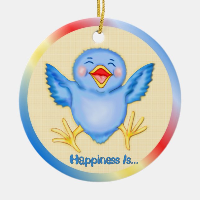 Bluebird of Happiness Ceramic Ornament (Front)