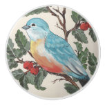 Bluebird of Happiness Cherries Drawer Door Cabinet Ceramic Knob