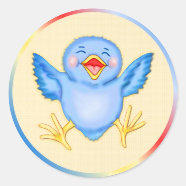 Bluebird of Happiness Classic Round Sticker (Front)