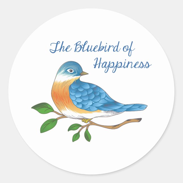 BLUEBIRD OF HAPPINESS CLASSIC ROUND STICKER (Front)