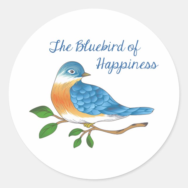 BLUEBIRD OF HAPPINESS CLASSIC ROUND STICKER (Front)