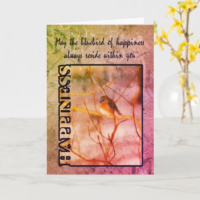 Bluebird Of Happiness Inspirational Card (Yellow Flower)