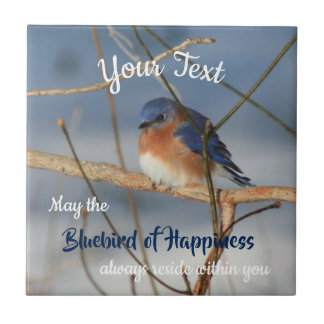 Bluebird Of Happiness Inspirational Personalized Ceramic Tile