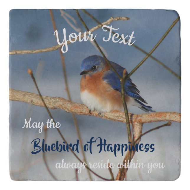 Bluebird Of Happiness Inspirational Personalized  Trivet (Front)