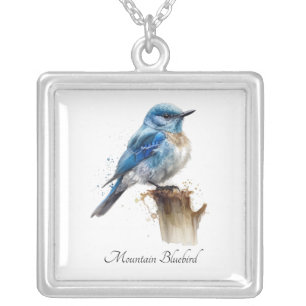 Bluebird of Happiness Mountain Charm Silver Plated Necklace