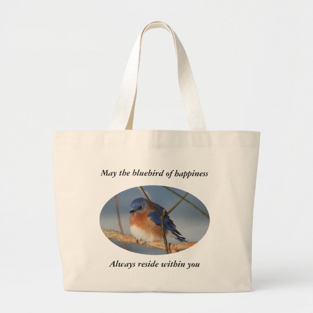 Bluebird Of Happiness Nature Large Tote Bag (Front)