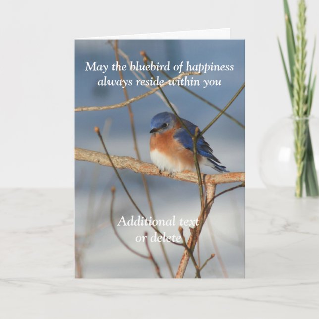 Bluebird Of Happiness Personalized Inspirational  Card (Front)