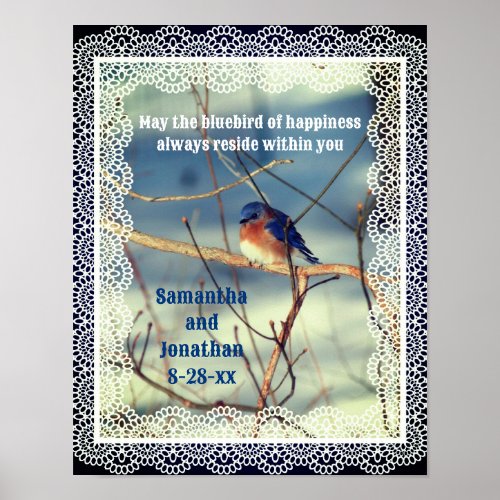 Bluebird Of Happiness Personalized Wedding  Poster