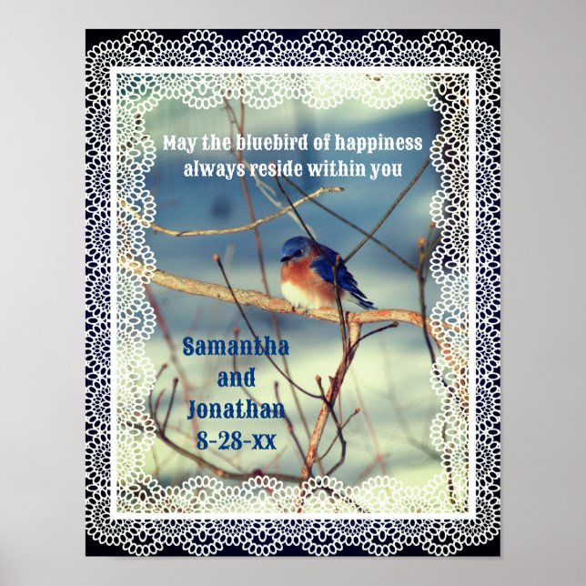 Bluebird Of Happiness Personalized Wedding  Poster (Front)