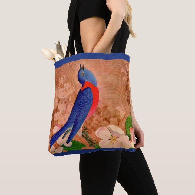 bluebird of happiness print tote bag (Close Up)