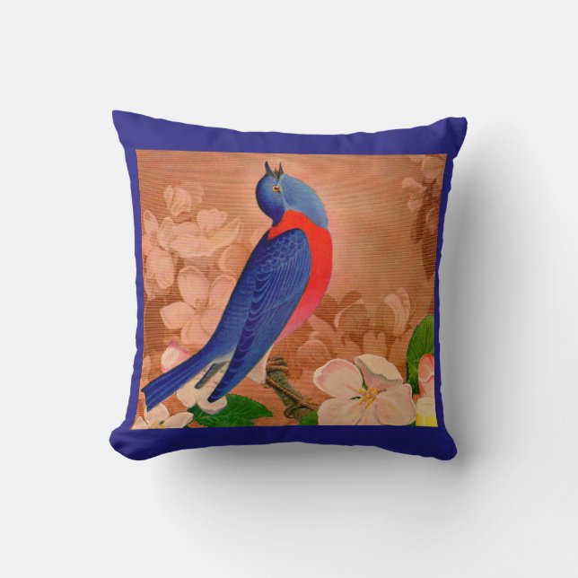 bluebird of happiness throw pillow (Front)