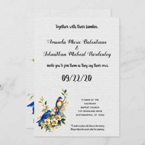 Bluebird Of Happiness Vintage Wedding Invitation