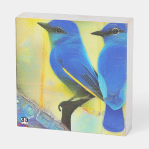 Bluebird of Happiness Wood Art Wooden Box Sign