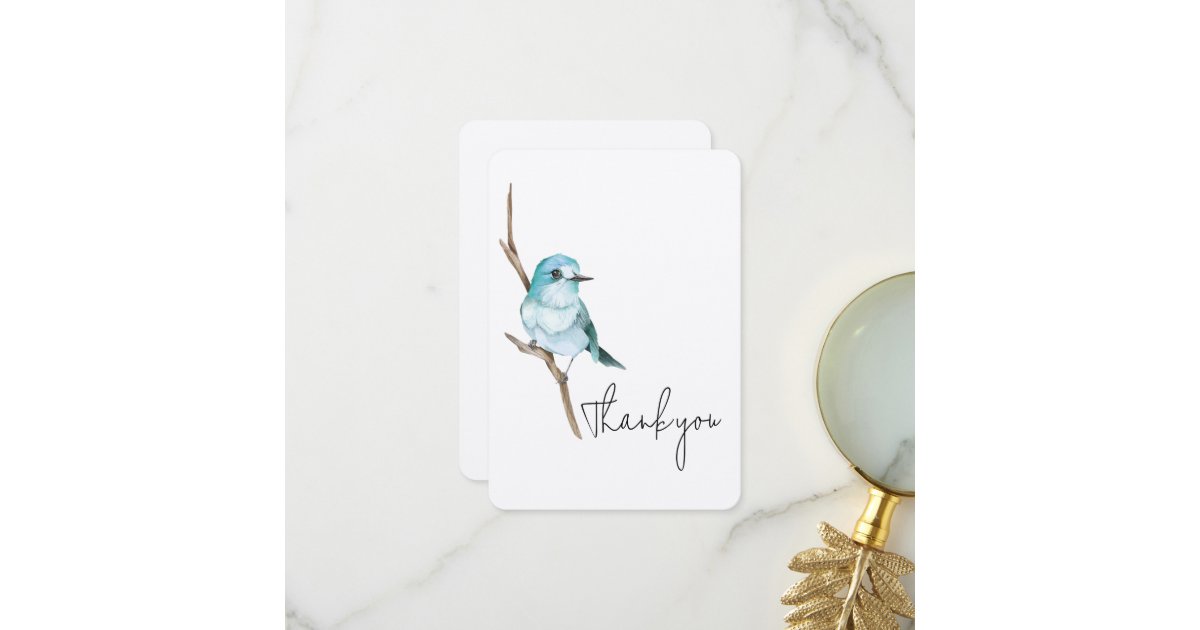 Bluebird On A Branch Thank You Card | Zazzle