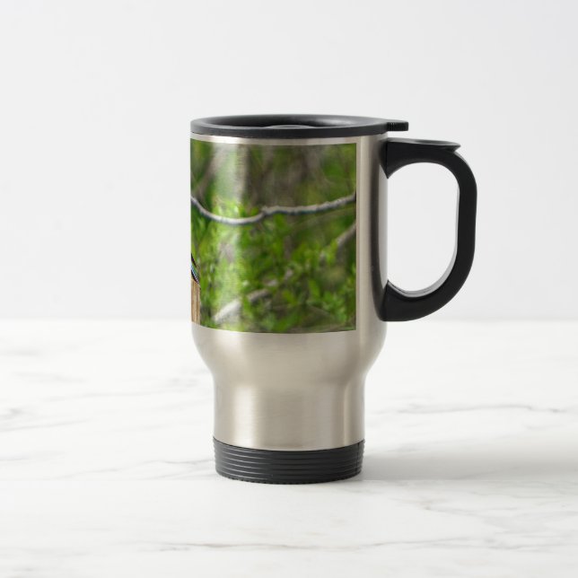 Bluebird on a Fence Post Travel Mug (Right)