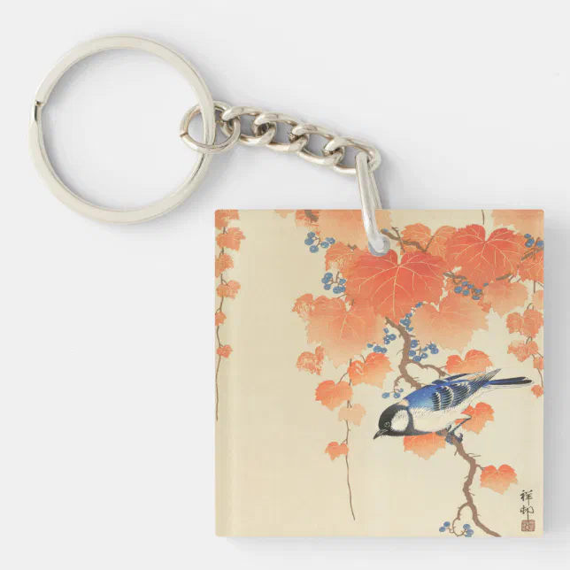 Bluebird on a Paulownia Tree Keychain | Zazzle