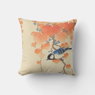 Bluebird on a Paulownia Tree Throw Pillow