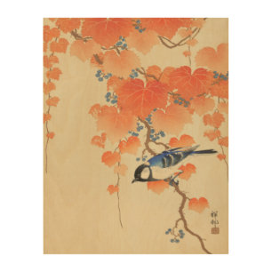 Bluebird on a Paulownia Tree Wood Wall Art