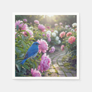 Bluebird On a Pink Peony Napkins