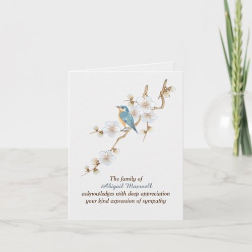 Bluebird on Almond Twig Sympathy Thank You Card