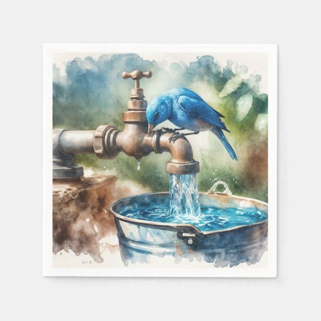 Bluebird On an Old Faucet Napkins (Front)