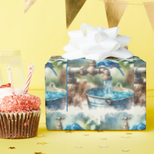 Bluebird On an Old Faucet Wrapping Paper