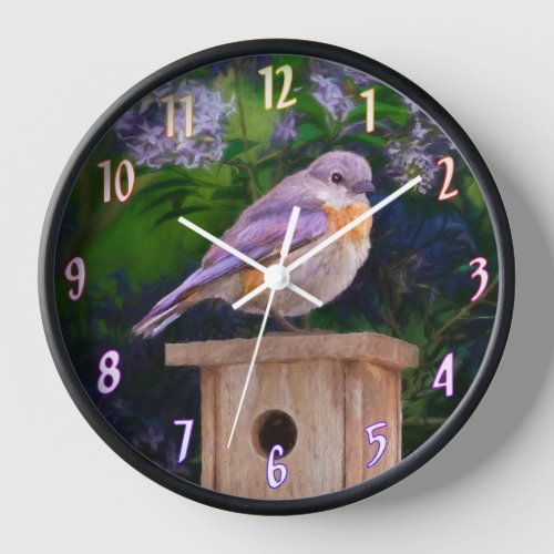 Bluebird on Birdhouse Female Painting _ Original Clock