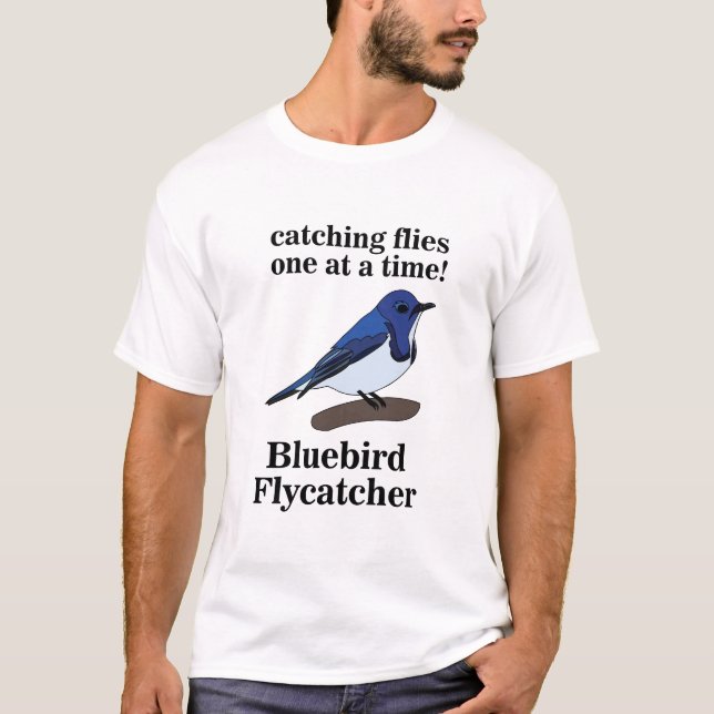 Bluebird On Branch Funny Birding T-Shirt (Front)