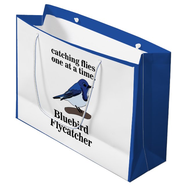 Bluebird On Branch Funny Birthday Large Gift Bag (Front Angled)