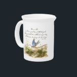 Bluebird on Branch Inspirational poem Watercolor Drink Pitcher<br><div class="desc">A sweet little bluebird on a branch was painted by me in watercolor.  I think it is a lovely illustration for Victor Hugo inspirational poem.</div>