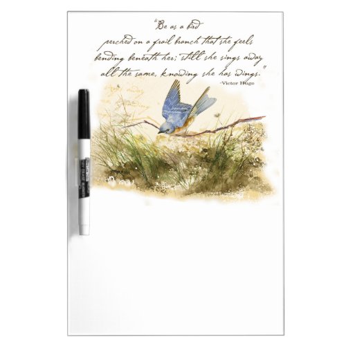 Bluebird on Branch Inspirational poem Watercolor Dry Erase Board
