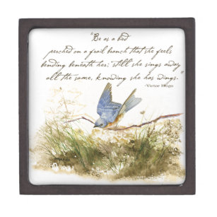 Bluebird on Branch Inspirational poem Watercolor Keepsake Box