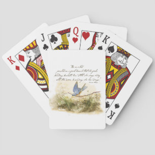 Bluebird on Branch Inspirational poem Watercolor Poker Cards