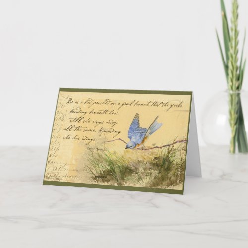 Bluebird on Branch  Victor Hugo Quote Card