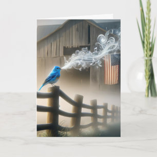 Bluebird On Farm Fence  Card