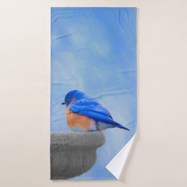 Bluebird Painting - Original Bird Art Bath Towel Set (Bath Towel)