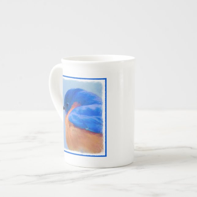 Bluebird Painting - Original Bird Art Bone China Mug (Front Left)