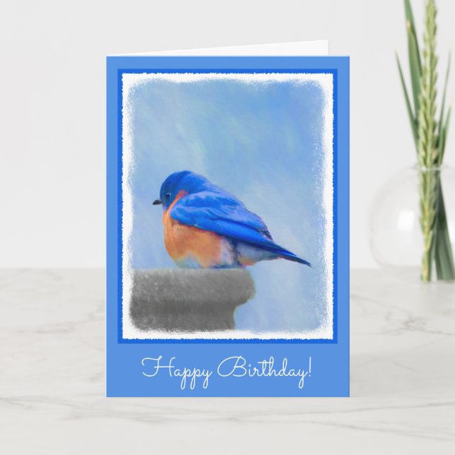Bluebird Painting - Original Bird Art Card (Front)