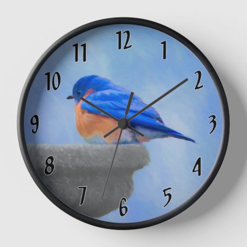 Bluebird Painting _ Original Bird Art Clock