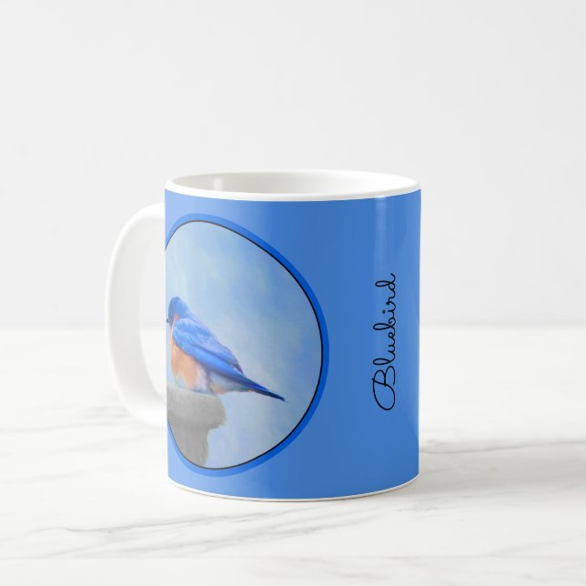 Bluebird Painting - Original Bird Art Coffee Mug (Front Left)