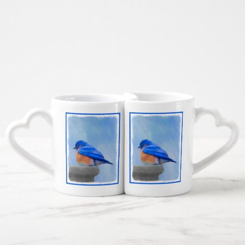 Bluebird Painting _ Original Bird Art Coffee Mug Set