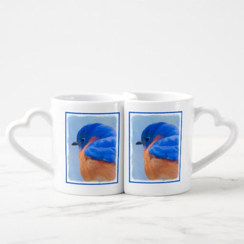 Bluebird Painting _ Original Bird Art Coffee Mug Set