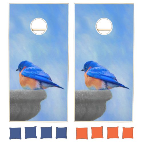 Bluebird Painting _ Original Bird Art Cornhole Set