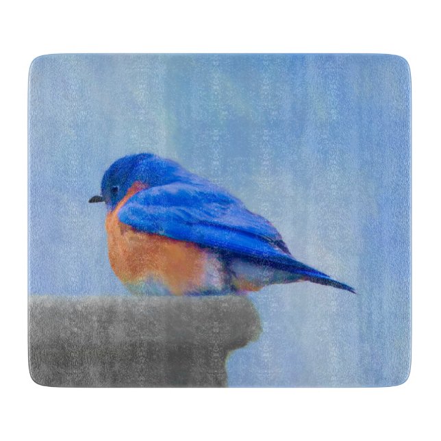 Bluebird Painting - Original Bird Art Cutting Board (Front)
