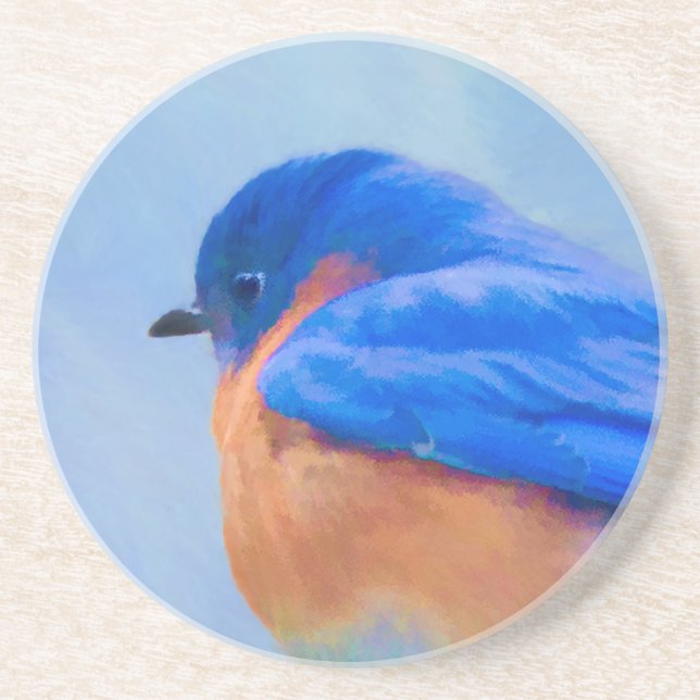 Bluebird Painting - Original Bird Art Drink Coaster (Front)