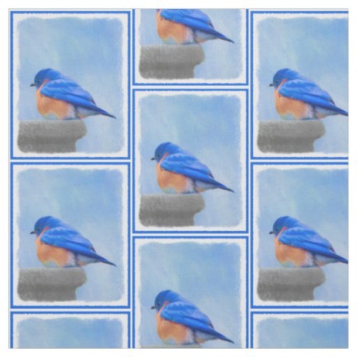 Bluebird Painting - Original Bird Art Fabric