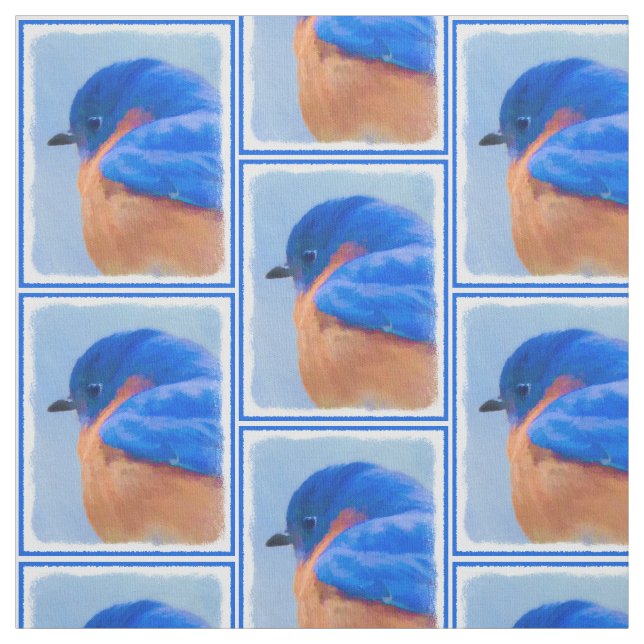 Bluebird Painting - Original Bird Art Fabric (Swatch)