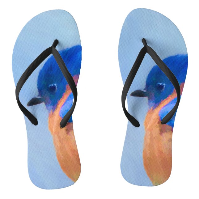 Bluebird Painting - Original Bird Art Flip Flops (Footbed)